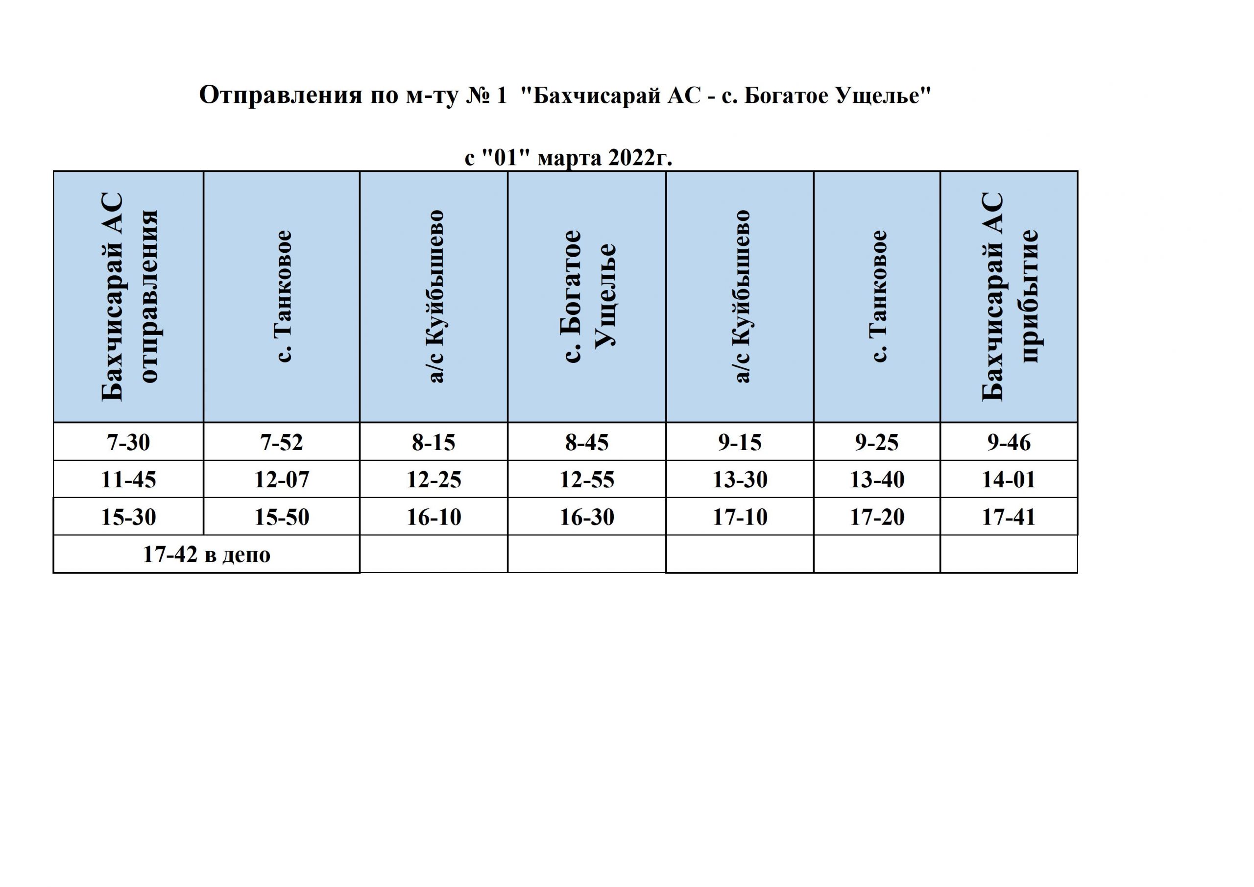 Расписание автобусов Бахчисарай - Танковое